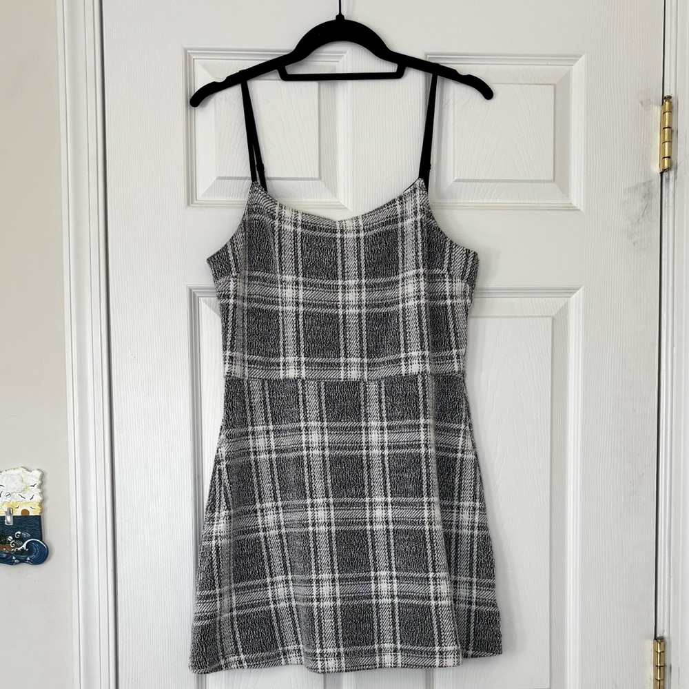 Urban Outfitters Plaid Cher Straight Neck Mini Dress